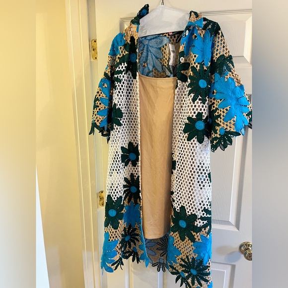 NWT Eva Franco Anthropologie Gaia Dress in Blue Petal Republic - Picture 2 of 6